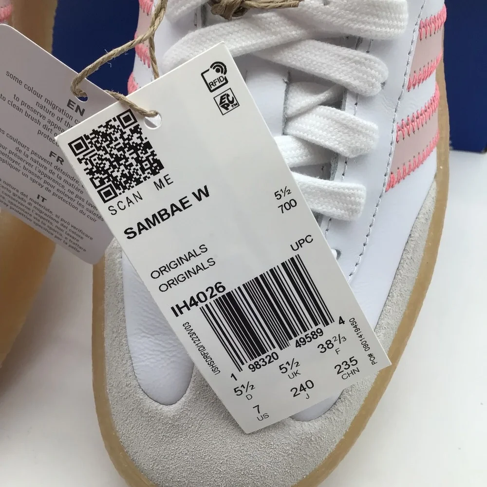 Adidas Sambae W Womens Size 7 White Pink Platform Gum Sole Sneakers IH4026 NEW
